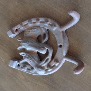 Metal Horseshoe and Horse Head Hook